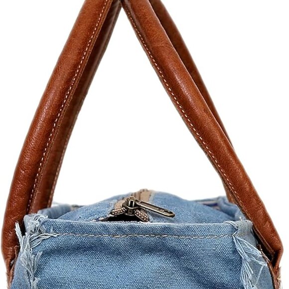 Neiman Marcus LE CAFE DE LA PLACE PROVENCE Canvas Leather Tote Bag - Picture 5 of 5